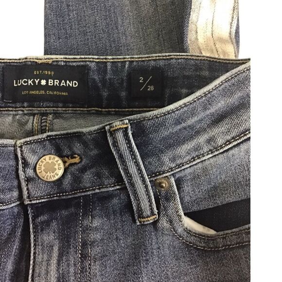 LUCKY BRAND LOLITA Metallic SILVER STRIPE SKINNY JEANS Size 26 - Picture 6 of 10